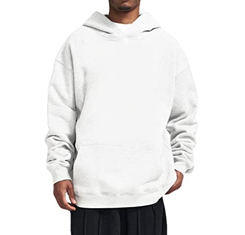 Minetom Kapuzenpullover Herren Hoodie Oversized Fit mit 300 GSM Schwerer Stoff Einfarbiger Basic Warm Sweatshirt Premium Kapuzenpulli Damen Herren Unisex 300g Hochwertig Heavy Stoffe A Weiß XL von Minetom