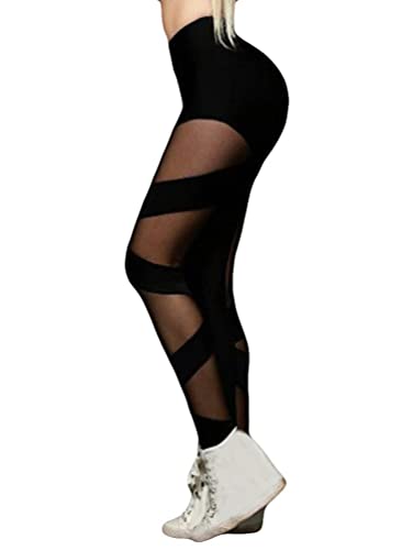 Minetom Mesh Leggings Damen Sporthose Workout Spitze High Waist Tights Laufhose Jogginghose Slim Yoga Fitness Skinny Stretch Hose A Schwarz M Minetom Mesh Leggings Damen Sporthose Workout Spitze High Waist Tights Laufhose Jogginghose Slim Yoga Fitness Skinny Stretch Hose A Schwarz M von Minetom