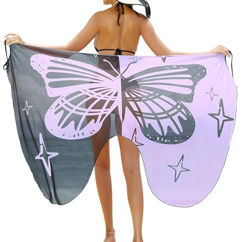 Minetom Strandkleider Damen Lang Kleid Sommer Strand Wickelkleid Bikini Cover Up Schmetterling Strandponcho Pareos Bademantel Schwimmen Badeanzug Strandtuch Wrap Sarong C Violett XS Minetom Strandkleider Damen Lang Kleid Sommer Strand Wickelkleid Bikini Cover Up Schmetterling Strandponcho Pareos Bademantel Schwimmen Badeanzug Strandtuch Wrap Sarong C Violett XS von Minetom