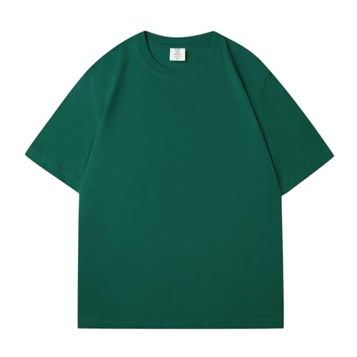 Minetom T-Shirt Herren Basic Round Neck Kurzarm T-Shirt Mit Klassischen Schnitt In Vielen Farben Erhältlich Heavy Oversized Männer Oberteil A Dunkelgrün 3XL von Minetom