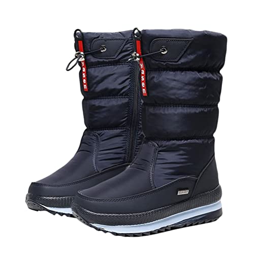 Minetom Winter Schneestiefel Für Damen Bequeme Outdoor Dicke Plüsch Wasserdichte Rutschfeste Pelzgefütterte Frosty-Schneestiefel B Marine 39 EU von Minetom