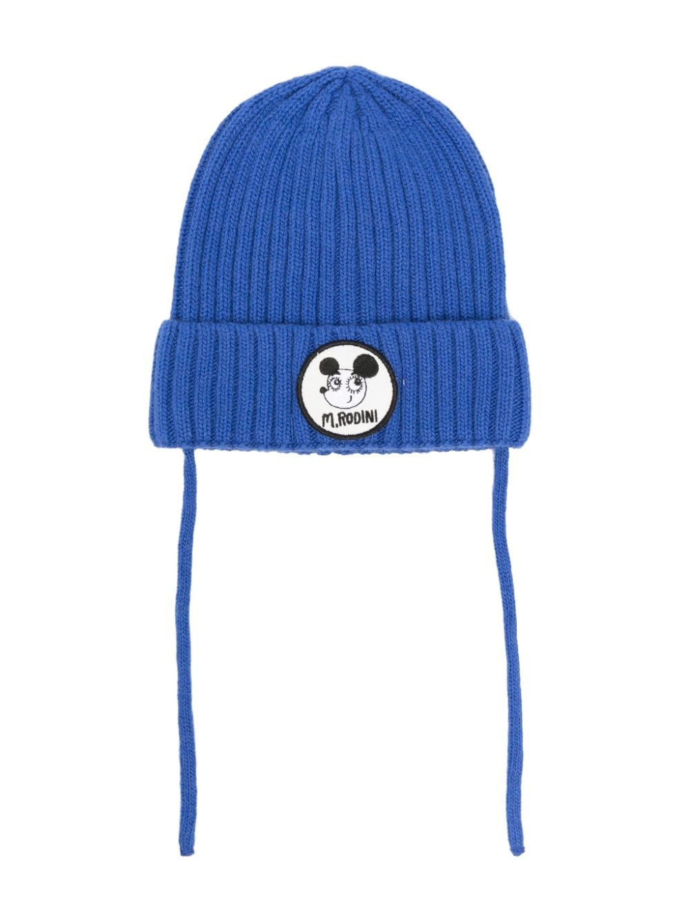 Mini Rodini Gerippte Beanie mit Logo-Patch - Blau von Mini Rodini