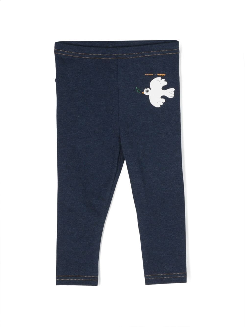 Mini Rodini x Wrangler Leggings mit Friedenstaube - Blau von Mini Rodini