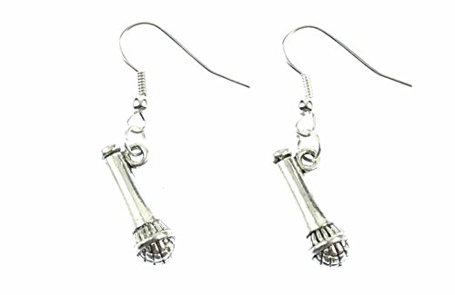 Miniblings Mikrofon Ohrringe Mikrofonohrringe Sänger Musik Sound Mikro silber - Handmade Modeschmuck I Ohrhänger Ohrschmuck versilbert von Miniblings