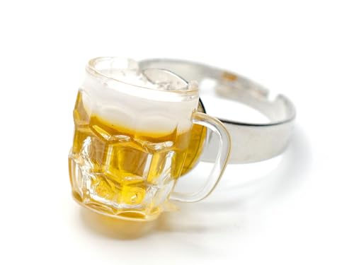 Miniblings Bierglas Ring Fingerring Bierkrug Bier Glas Oktoberfest Maß rundlich - Handmade Modeschmuck I Fingerring mit Motiv I verstellbar one Size von Miniblings