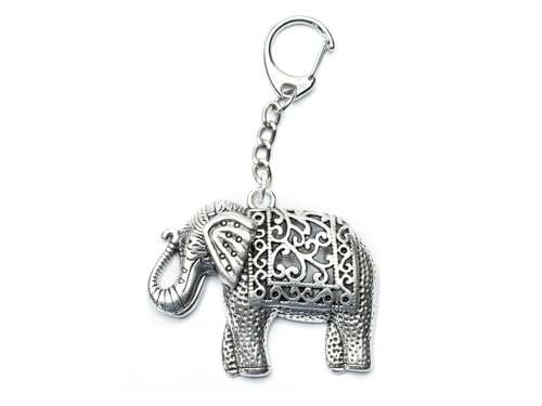 Miniblings Elefant Schlüsselanhänger Zoo Metall Muster- Handmade Modeschmuck I I Anhänger Schlüsselring Schlüsselband Keyring von Miniblings