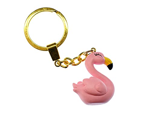 Miniblings Flamingo Schlüsselanhänger Flamingos Vogel Vögel Zoo 3D rosa - Handmade Modeschmuck I I Anhänger Schlüsselring Schlüsselband Keyring von Miniblings