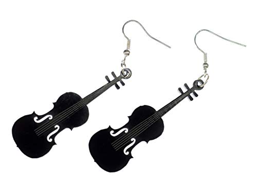 Miniblings Geige Violine Ohrringe Hänger Geigenohrringe Musik Bratsche schwz - Handmade Modeschmuck I Ohrhänger Ohrschmuck versilbert von Miniblings