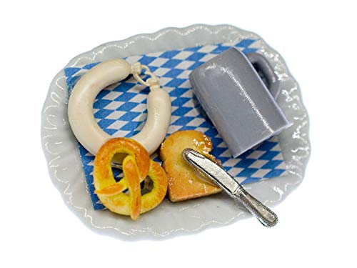 Miniblings Oktoberfest Teller Brosche Essen Wiesn Bier Brezel Wurst Toast Messer - Handmade Modeschmuck I Anstecknadel Button Pins von Miniblings