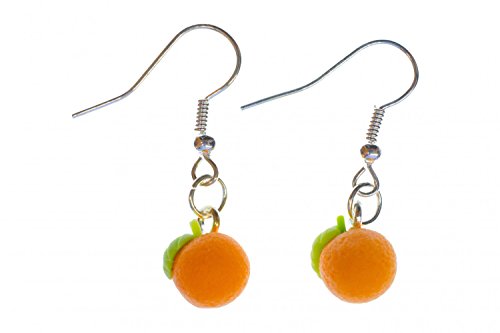 Miniblings Orange Ohrringe Hänger Apfelsine Orangen Frucht Früchte Obst 3D - Handmade Modeschmuck I Ohrhänger Ohrschmuck versilbert von Miniblings