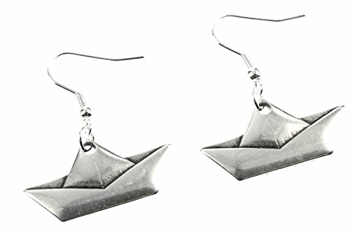 Miniblings Papierschiff Segelschiff Origami Ohrringe - Handmade Modeschmuck I Boot Schiff Segeln gefaltet silber - Ohrhänger Ohrschmuck versilbert von Miniblings