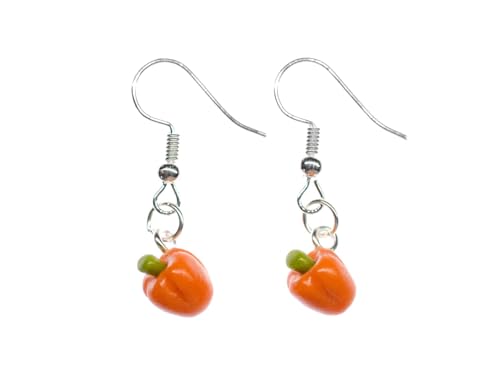 Miniblings Paprika Ohrringe Hänger Gemüse Paprikaschote Küche Kochen Orange - Handmade Modeschmuck I Ohrhänger Ohrschmuck versilbert von Miniblings