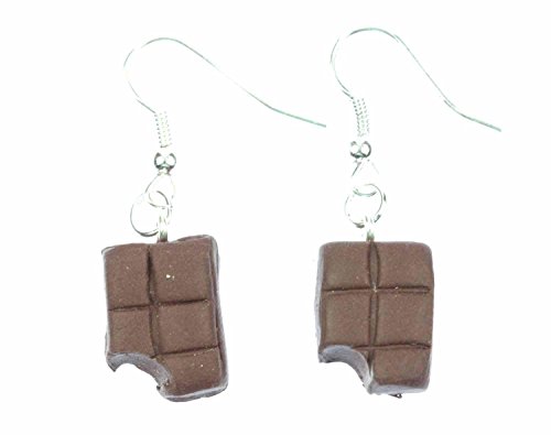 Miniblings Schokolade mit Biss Ohrringe Hänger Schokoladentafel Schoki - Handmade Modeschmuck I Ohrhänger Ohrschmuck versilbert von Miniblings