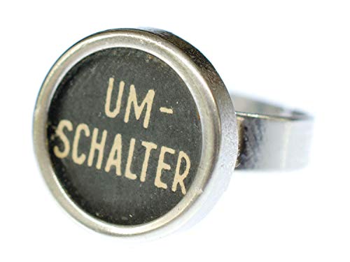 Miniblings Umschalter Schreibmaschine Retro Ring - Umschalter Schreibmaschine Retro - Handmade Modeschmuck I Fingerring mit Motiv I verstellbar one Size von Miniblings