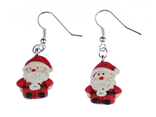 Miniblings Weihnachtsmann Ohrringe Weihnachten 3D Nikolaus Santa Claus - Handmade Modeschmuck I Ohrhänger Ohrschmuck versilbert von Miniblings