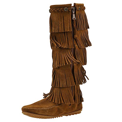 Minnetonka Damen 5-Layer Fringe Mokassin Stiefel, Braun (Dusty BrownDusty Brown) von Minnetonka