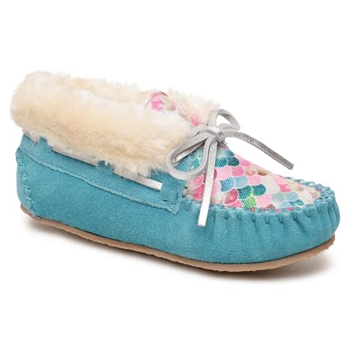 Minnetonka Damen Cally Kunstpelz Slipper, Meerjungfrau Türkis, 13 Little Kid von Minnetonka