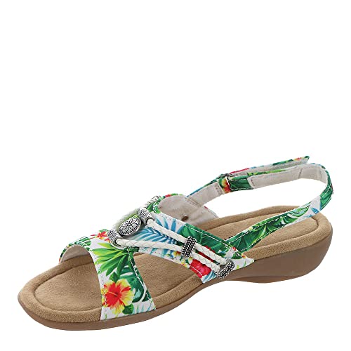 Minnetonka Damen Silvie Slingback Sandalen, White-tropical Palm, 42 EU von Minnetonka