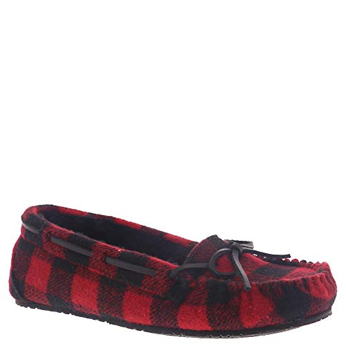 Minnetonka Lodge Trapper Damen-Hausschuhe, Rot-Schwarz-kariert, 10 3X-Narrow von Minnetonka