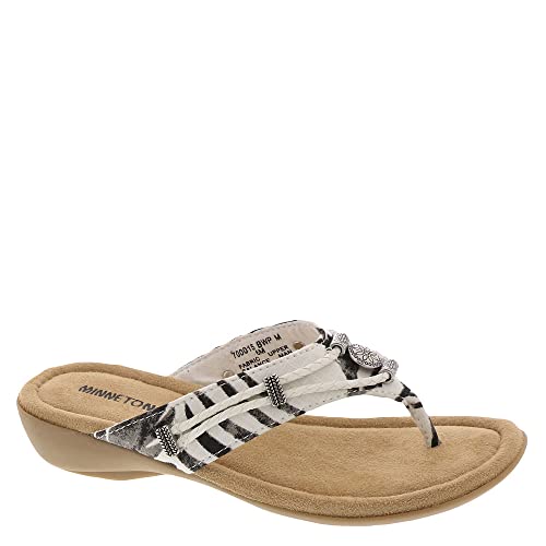 Minnetonka Silverthorne Damen-Sandalen, Schwarz-Weiß-Handfläche, 42 EU von Minnetonka