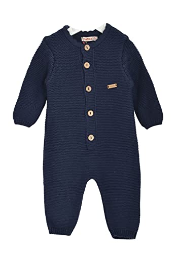 Minora Gestrickter Unisex Strampler für Baby Jungen und Mädchen, Overall für Neugeborene im Winter, 9-12 Monate, Navy blue von Minora