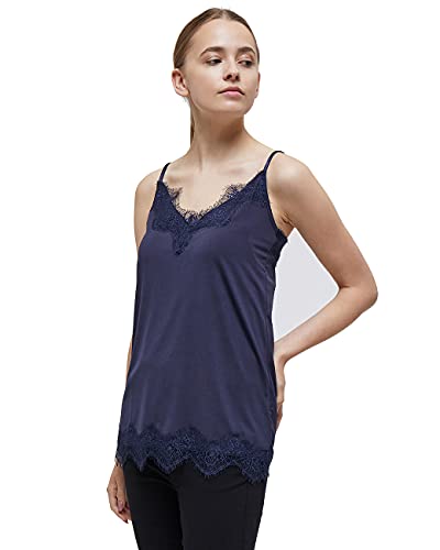 Minus Asa V-Ausschnitt Ärmellos Spitze Top | Damen Top In Blau | Herbst Damen Oberteile | Größe Xs von Minus