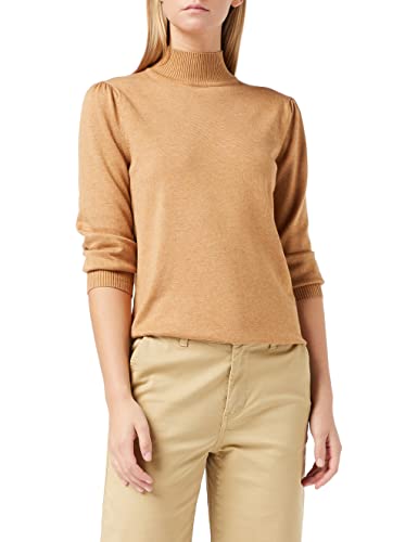 Minus Mersin Rollkragenpullover Damen Größe XL | Brauner Pullover Damen | Strickpullover Damen Elegant mit Hohem Halsausschnitt und 3/4 Ärmel | Frühling Pulli Damen mit Rollkragen von Minus