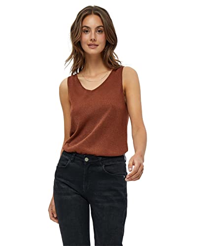 Minus Carli V-Ausschnitt Ärmellos Metallisch Stricken Top | Damen Top In Beige | Frühling Damen Oberteile | Größe Xl von Minus