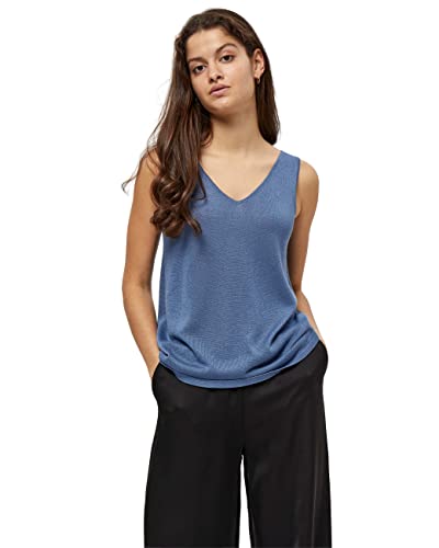 Minus Carli V-Ausschnitt Ärmellos Metallisch Stricken Top | Damen Top In Blau | Frühling Damen Oberteile | Größe Xxl von Minus