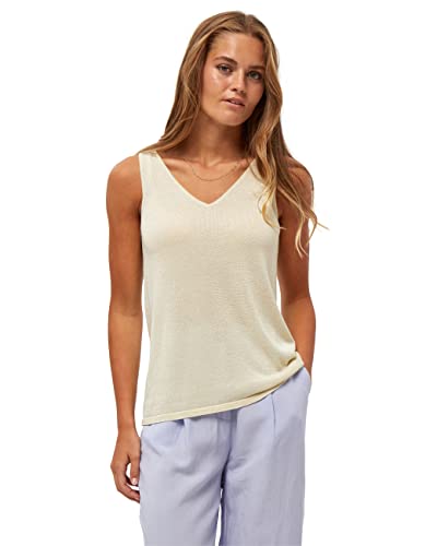 Minus Carli V-Ausschnitt Ärmellos Metallisch Stricken Top | Damen Top In White | Frühling Damen Oberteile | Größe Xl von Minus