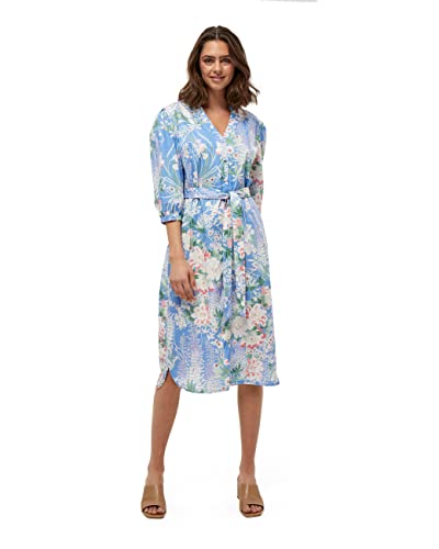 Minus Damen Kathleen Shirtdress Hemdkleid, Blue Bell Print, 42 von Minus