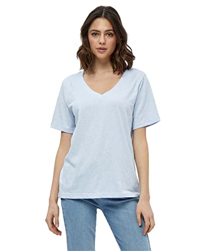 Minus Leti V-Ausschnitt Kurz Ärmel T-Shirt | Tshirt Damen In Blau | Frühling Bluse Damen | Größe Xxl von Minus