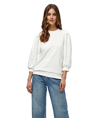 Minus Mika Rund Halsausschnitt 3/4 Ärmel Schwitz Pulli | Sweatshirt Damen In Weiß | Herbst Pullover Für Damen | Größe M von Minus