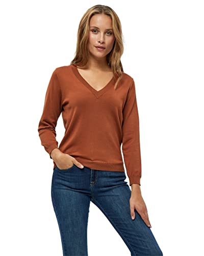 Minus Milla V-Ausschnitt 3/4 Ärmel Strickpullover | Pullover Damen In Braun | Frühling Pulli Damen | Größe M von Minus