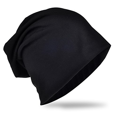 Miobo Slouch Beanie Mütze, Long, Unifarbe, Herren Damen Schwarz von Miobo