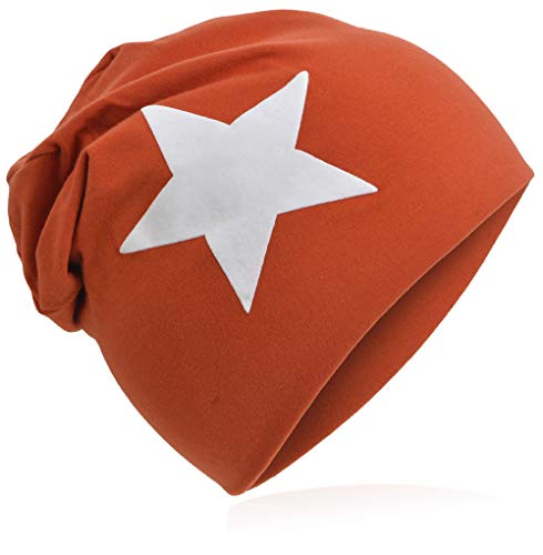 Miobo Jersey Slouch Beanie Long Mütze Unisex Stern Baumwolle Baby Kinder Damen Herren Groß Stern Orange 48 von Miobo