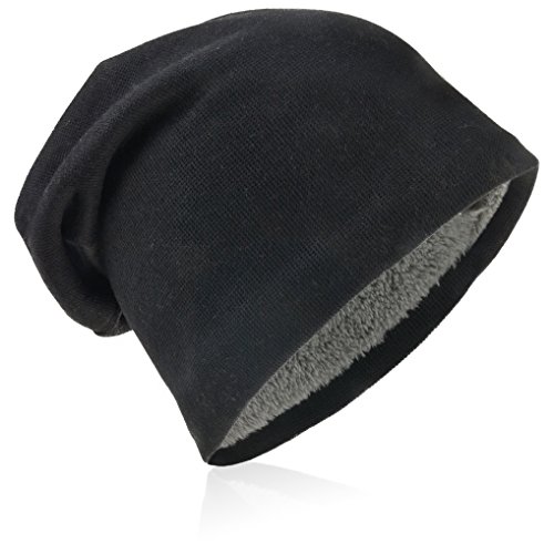 Kinder Jersey Slouch Beanie Long warme Mütze Unisex UnifarbeTrend Winter GBMU-Schwarz-M von Miobo