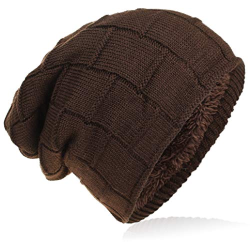 Miobo Beanie mit Innenfutter - warme Feinstrick-Mütze mit Flechtgitter Muster - sehr weich gefütterte Winter-Mütze für Damen & Herren - Braun von Miobo