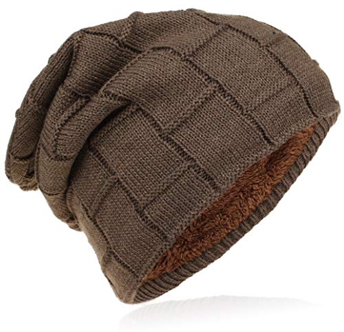 Miobo Beanie mit Innenfutter - warme Feinstrick-Mütze mit Flechtgitter Muster - sehr weich gefütterte Winter-Mütze für Damen & Herren - Taupe von Miobo