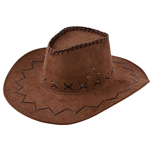 Miobo Cowboy Hut Western Cowgirl Hüte für Damen Herren Kinder (One Size, Braun für Erwachsene) von Miobo