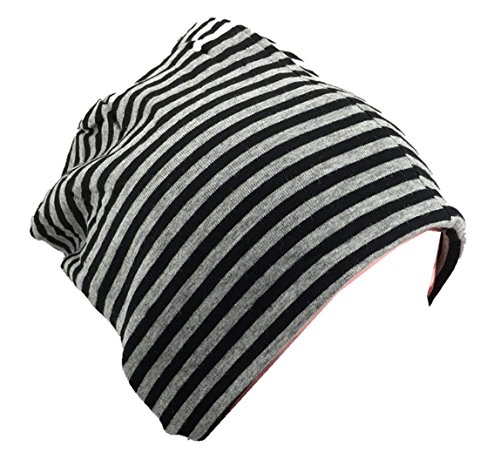 Miobo Kinder Slouch Beanie Mütze,Baumwolle,Streifen (DE/NL/SE/PL, Numerisch, 43, 47, Schwarz/Grau) von Miobo