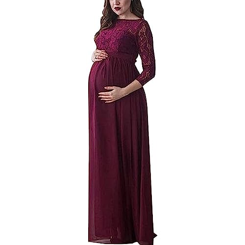 Miolasay Umstandskleid für Fotografie, Chiffon, schulterfrei, elegantes Kleid, vorne geteilt, lange Schwangerschaftskleider für Fotoshootings, B-Rot, S Miolasay Umstandskleid für Fotografie, Chiffon, schulterfrei, elegantes Kleid, vorne geteilt, lange Schwangerschaftskleider für Fotoshootings, B-Rot, S von Miolasay