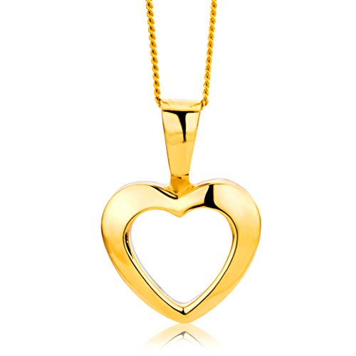 Miore Kette - Halskette Damen Gelbgold 9 Karat / 375 Gold Kette mit Herz 45 cm von MIORE