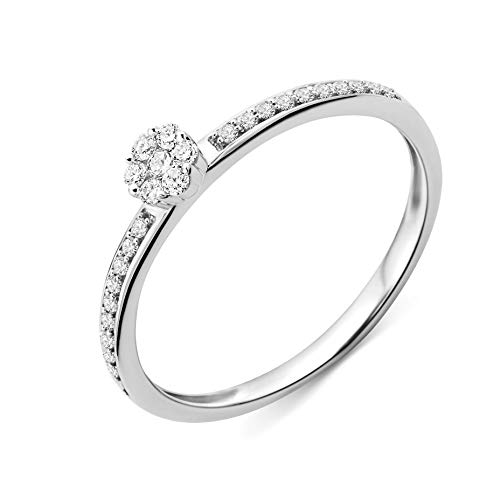 Miore Ring Damen Diamant Verlobungsring Weißgold 9 Karat / 375 Gold Diamanten Brillanten 0.15 Ct, Schmuck von MIORE