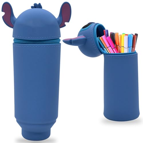 Miotlsy Kawaii Federmäppchen, 2 in 1 aus welchem Silicon, Federmäppchen Ständer up Einziehbar Stifteköcher Schminke Tasche für Studenten Mädchen Jungen von Miotlsy