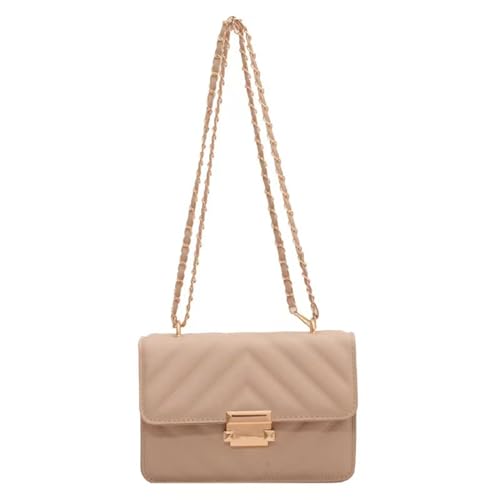 MiqiZWQ Damenhandtasche Frauen Bag Purple Trendy Umhängetasche Mini Chevron Gestaßen Klappenkette Quadratbeutel Crossbody Bag Handtaschen Für Frauen-Khaki-A von MiqiZWQ