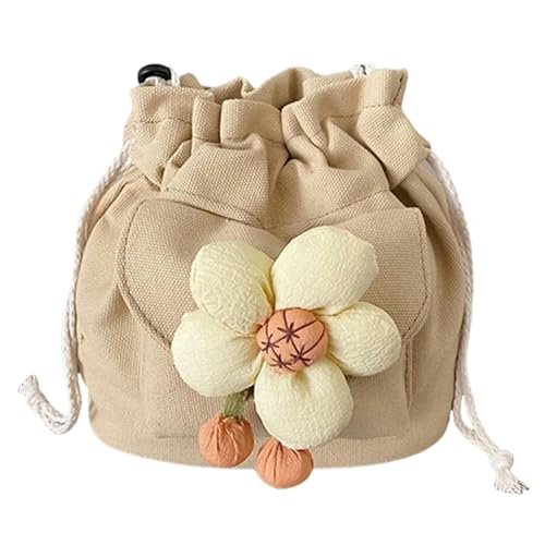 MiqiZWQ UmhäNgetasche Damen Damenbeutel Kordel Crossbody Tasche Für Mädchen Süße Leinwand Eimer -Umhängetasche Mode Handtasche Messenger Tasche-Khaki von MiqiZWQ