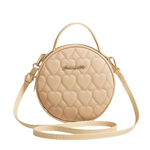 MiqiZWQ UmhäNgetasche Damen Modetrend Liebe Stickerei Kleine Runde Tasche Damen Handtasche Umhängetaschen Temperament Frauen Crossbody Tasche-Khaki von MiqiZWQ