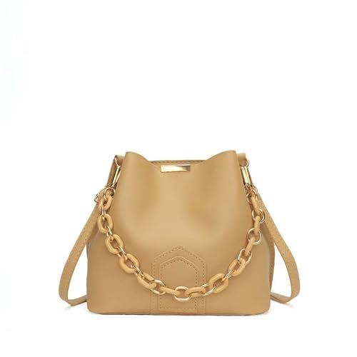 MiqiZWQ UmhäNgetasche Damen Retro Elegante Weibliche Kette Tasche Bucket Bag Frauen Tragbare Handtasche Reisen Mode Einfache Schulter -Messenger -Tasche-Khaki-A von MiqiZWQ