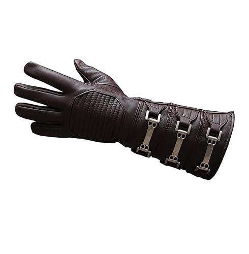 Anakin Skywalker Handschuhe für die rechte Hand, Echtleder, Braun - - Klein von URBAN BUCK